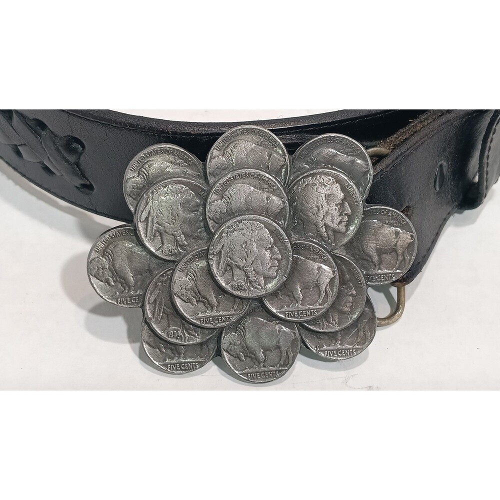 Vintage C&J  1986 Buffalo Nickel  buckle  and belt (44 inches length)
